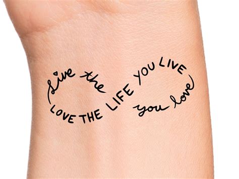 Infinity Love Life Temporary Tattoo Infinity Tattoo Etsy