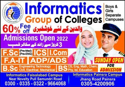 Informatics Group Of Colleges Intermediate Bs Admissions