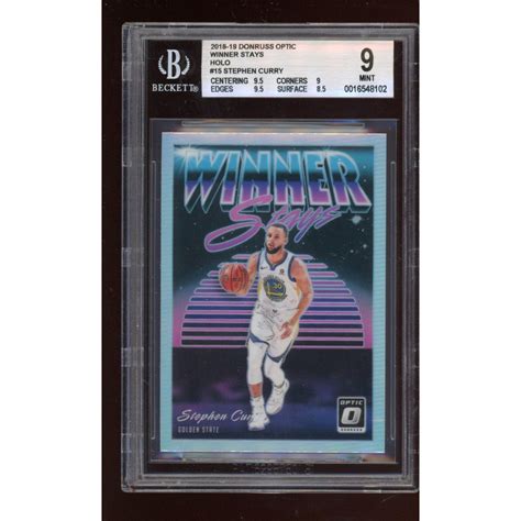 Stephen Curry 2018 19 Donruss Optic Winner Stays Holo 15 BGS 9