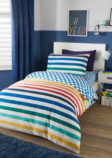 Bedlam Beckett Stripe White Duvet Cover Set Matalan