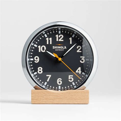 Shinola Runwell Chrome Desk Clock Crate Barrel