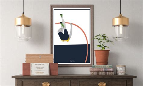 Pole Vault Poster Illustration For Male Athlete Or Athletics Coach Or