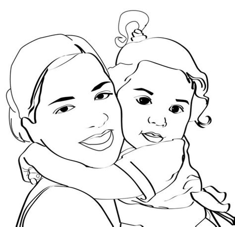 Coloriage Maman et sa fille dessin gratuit à imprimer