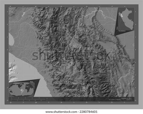 Cajamarca Region Peru Bilevel Elevation Map Stock Illustration