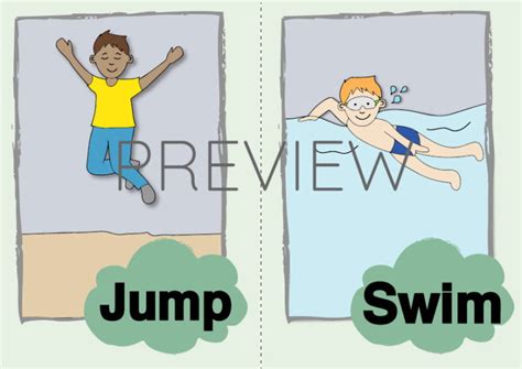 Jump And Swim Flashcard Gru Languages