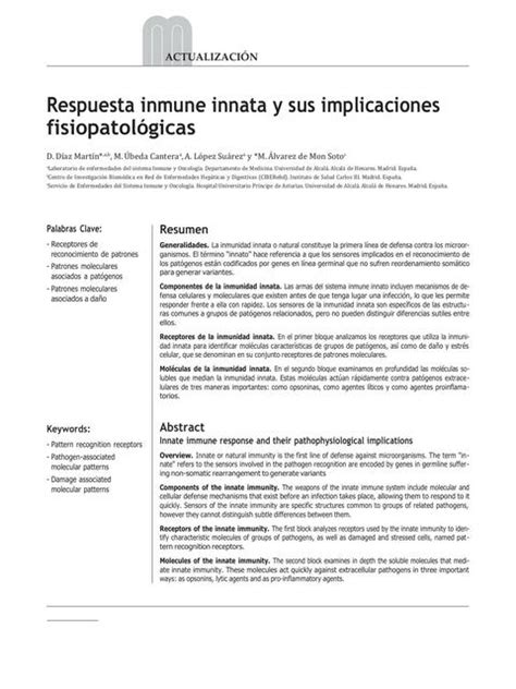 Respuesta Inmune Innata Y Sus Implicaciones Fisiopatol Gicas