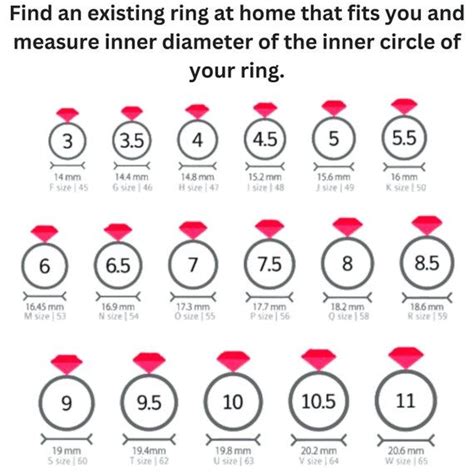 Printable Diamond Ring Sizer Ring Size Finder Ring Size Measure International Ring Size Chart