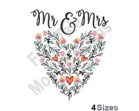 Mr Mrs Machine Embroidery Design Bride And Groom Etsy