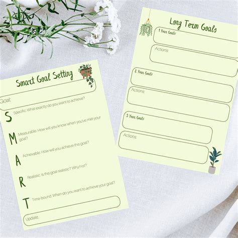 Printable Goals Template Goal Setting SMART Goals Long Term Goals ...