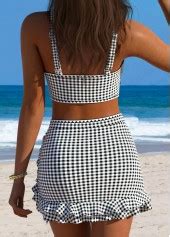 High Waisted Gingham Print Multi Color Bikini Set Modlily Usd