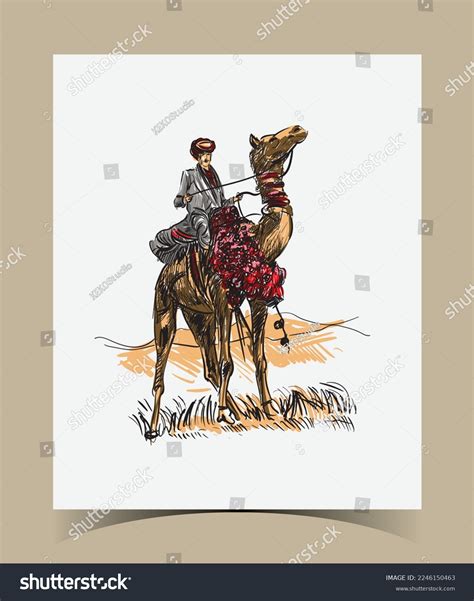 Arab Man Riding Camel Vector Illustration Stock Vector Royalty Free 2246150463 Shutterstock