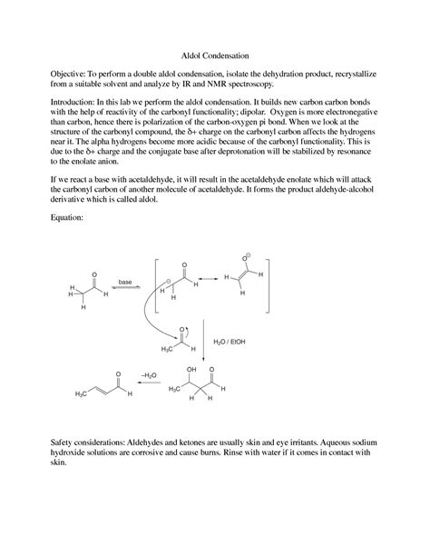 Aldol Condensation Lab Aldol Condensation Objective To Perform A