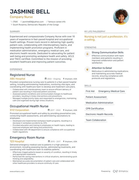 3 Successful Company Nurse Resume Examples And Writing Tips For 2024