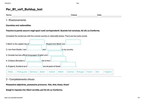 Verifiche Zanichelli Test Test Per B Vol Buildup Test Nome Classe