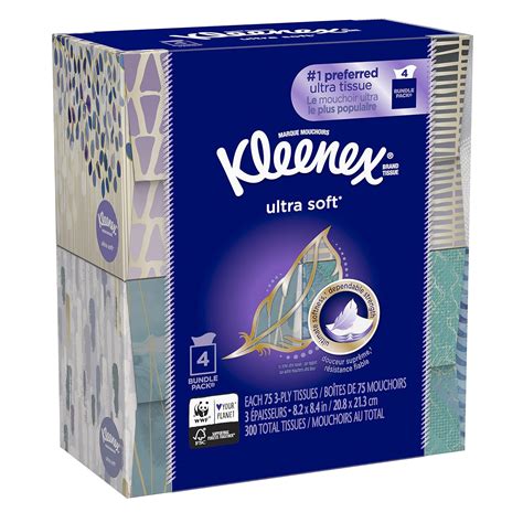 KLEENEX Ultra Soft Facial Tissue 3 Ply White 8 2 X 8 4 75 Box 4