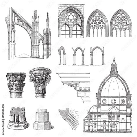 Gothic building style / illustration Stock Vector | Adobe Stock