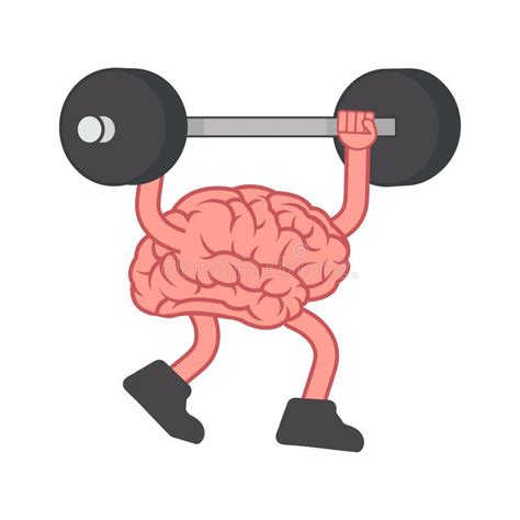 Cartoon Brain Lifting Weights Stock Illustrations Cartoon Brain