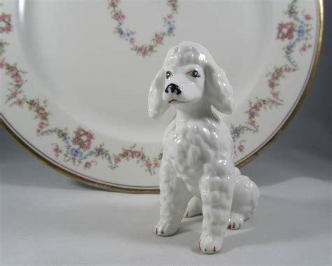 Vintage Poodle Figurine White Ceramic Retro Dogs Porcelain Etsy