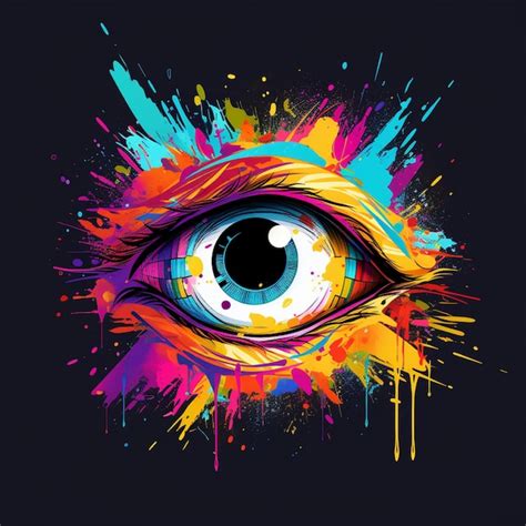 Premium Photo Animated Eye Emblem Design With Bursts Of Bright Colors