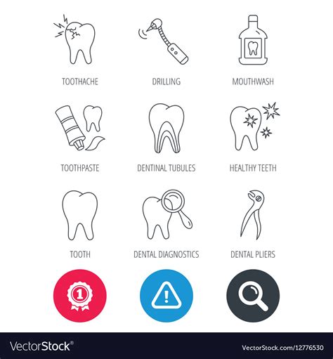 Tooth Stomatology And Toothache Icons Royalty Free Vector