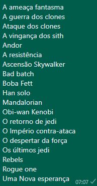 Let Cia On Twitter Objetivo Agr Ver A Saga Star Wars Em Ordem