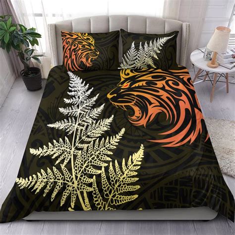 Aio Pride Piece Duvet Cover Set Lion Maori Aotearoa Mix Silver Fern