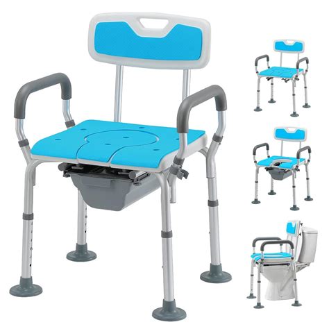 Buy HEAO 4 In 1 Heavy Duty Bedside Commode With Arms And Back 400lbs