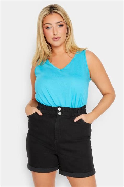 Yours Curve Plus Size Black Ava Denim Shorts Yours Clothing