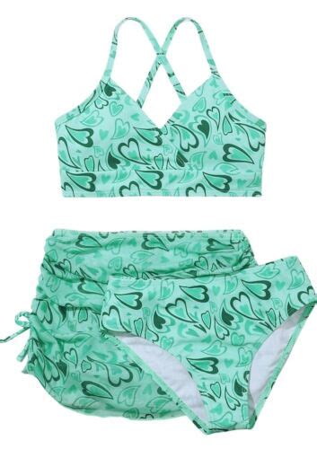 Soly Hux Girl S Pcs Swimsuit Bikini Swimwear W Cover Up Green Heart