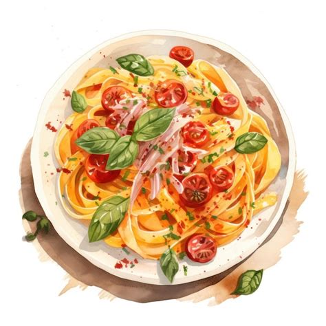 Premium Photo Delicious Watercolor Pasta Dish Art Cozy Italian