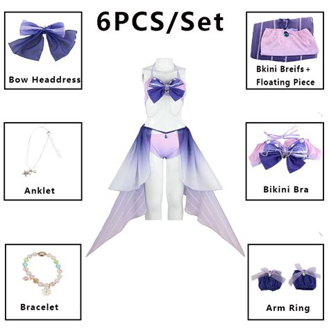 Game Genshin Impact Kokomi Swimsuit Cosplay Costume Sangonomiya Kokomi Bikini Beach Bathing Suit