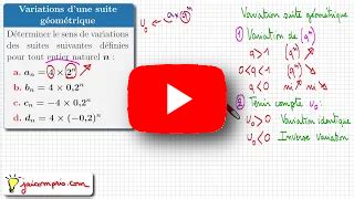 suite géométrique cours raison variations exercices