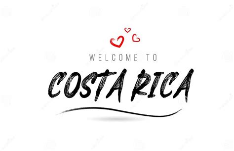 Welcome To Costa Country Text Typography With Red Love Heart And Black Name Stock Vector