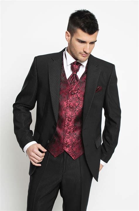 Pin By Justin On Ideas Black And Red Prom Suits Black And Red Suit