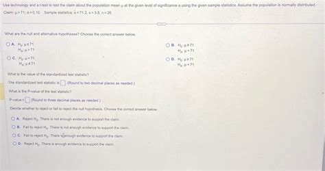 Solved Use Technology And A T Test To Test The Claim About Chegg