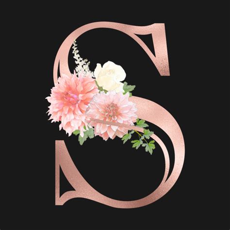 Monogram Rose Gold Letter S Blush Pink Flowers S T Shirt Teepublic