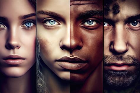 Premium Ai Image Four Different Faces Each With A Unique And