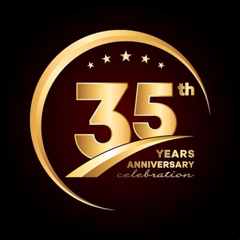 Premium Vector 35th Anniversary Template Design With Gold Color Number And Ring