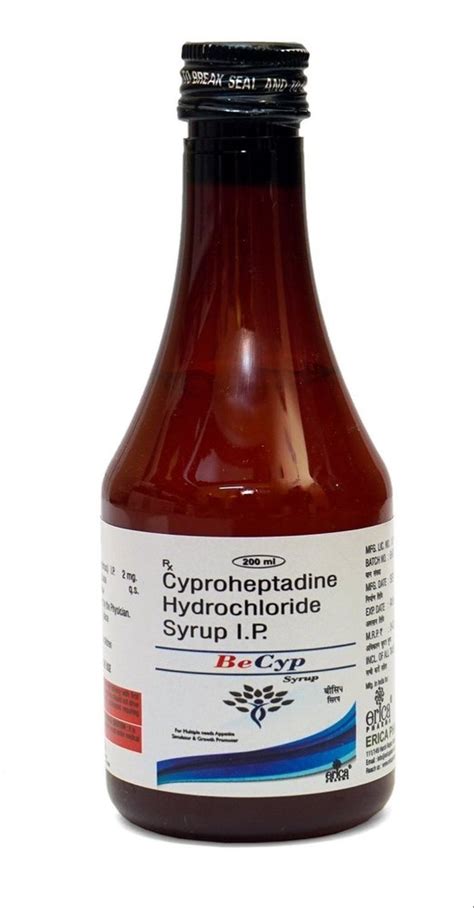 Becyp Cyproheptadine Hydrochloride Syrup Packaging Type Box