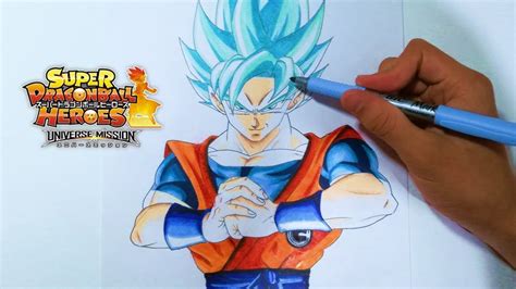 Cómo Dibujar A Goku Ssj Blue How To Draw Goku Super Saiyan In The New Style Dragon Ball Heroes