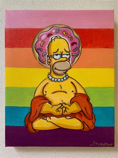 Homer Simpson Painting Springfield Original Oil Art Canvas 8 | Etsy