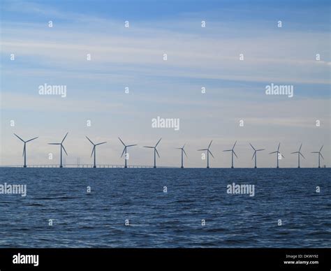 Seascape Sea And Farm Of Wind Turbines Renewable Power And Energy Environment And Technology