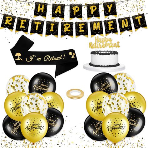 Buy Pieces Retirement Party Decorations Black Gold Happy Retirement