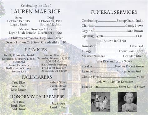 LDS Funeral Program Editable Blue Template Celebration of Life Mormon ...