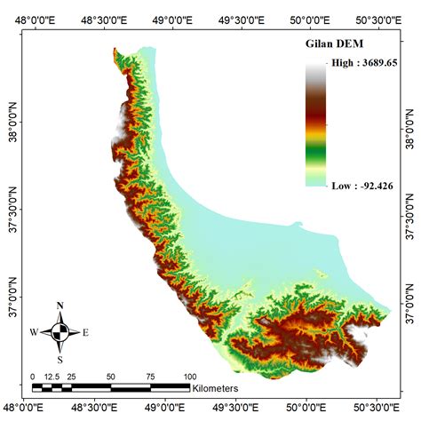 دانلود مدل رقومی ارتفاعی استان گیلان با قدرت تفکیک مکانی 30 متری