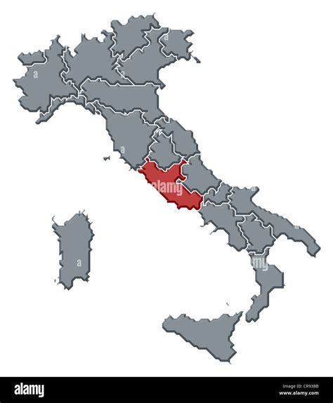 Political Map Of Italy With The Several Regions Where Lazio Is