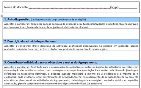 PROFESSORES LUSOS Modelo de relatório de auto avaliação do desempenho