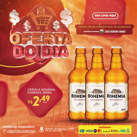 Oferta Do Dia Cerveja Bohemia 300ml Social Media Psd Editável En 2024