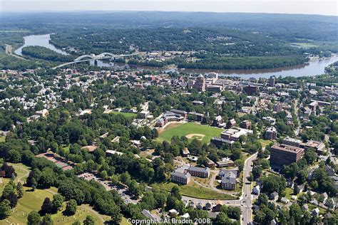 Aerial Of Wesleyan Universitiy Campus And Connecticut River At