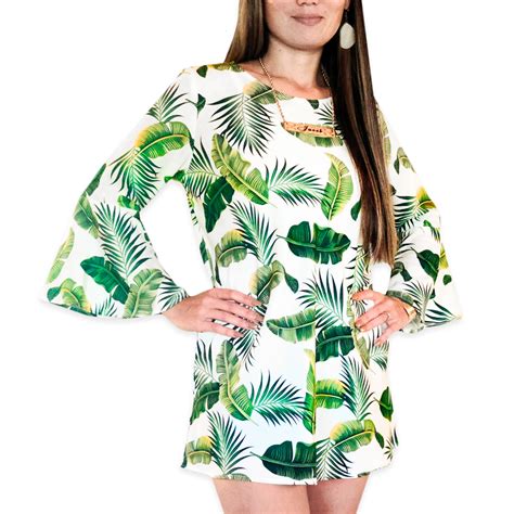 Banana Leaf Bell Sleeve Mini Dress – St. Yvonne